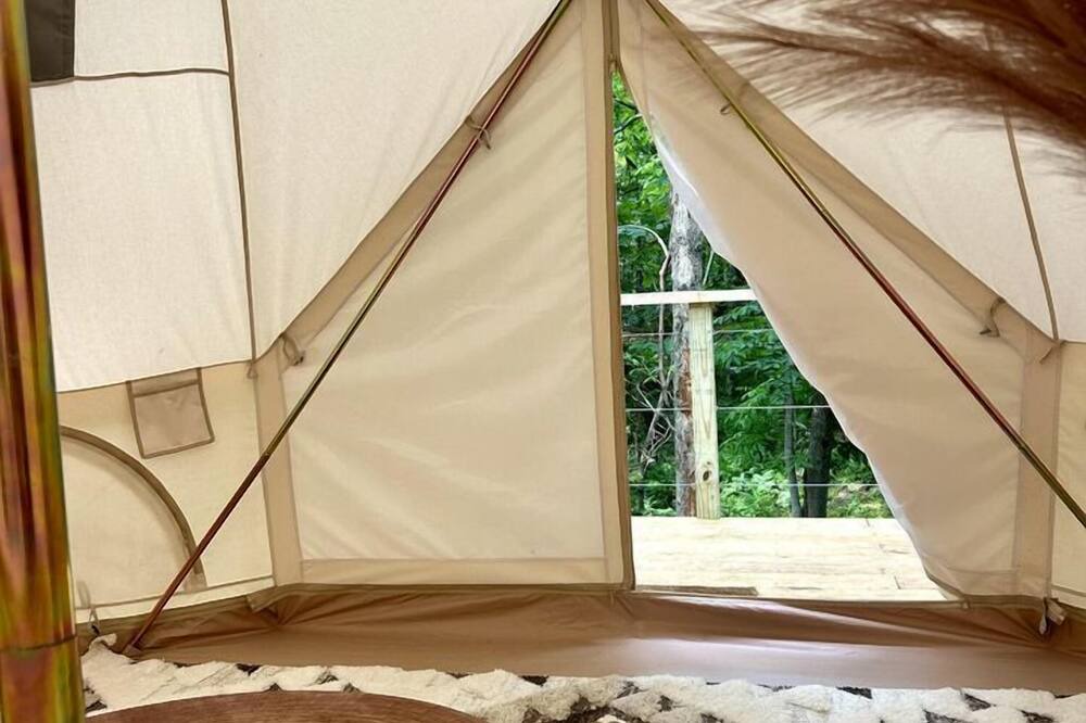 Gentry RV Rental | Enchanted Woodland Glamping Tent with Fire Pit & Clubhouse Kitchen Access Near Gentry, Arkansas