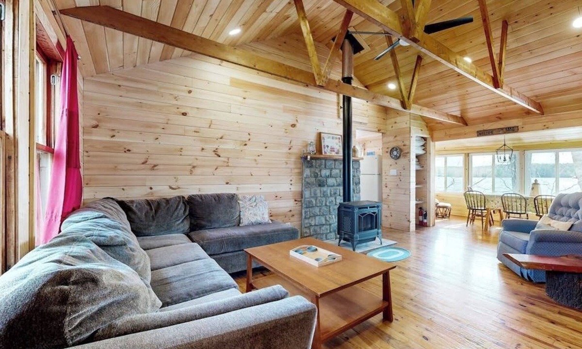 South China Cabin | Waterfront, dog-friendly cabin on China Lake with dock, canoe & firepit