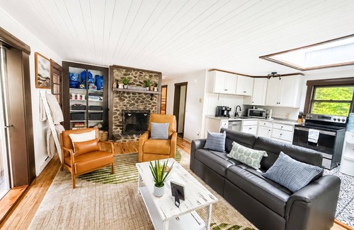 Lucerne-in-Maine Cabin | Cozy Log Cabin by Phillips Lake, Pet Friendly, Near Acadia & Bangor