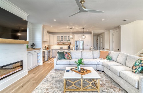 Vilano Beach House | Luxury Home Steps to Beach! 4 Masters, Firepit, Ping Pong, Putting Green, EV charger, Balconies