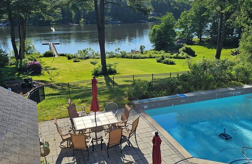 Dover Apartment | Piscataqua River Waterfront Studio, swimming pool and dock for kayaks and SUPS