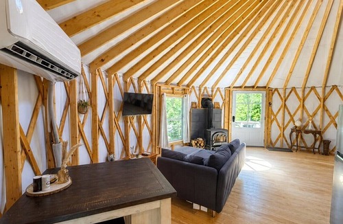 Ellsworth RV Rental | Romantic Yurt Getaway with lake access and hot tub near Acadia