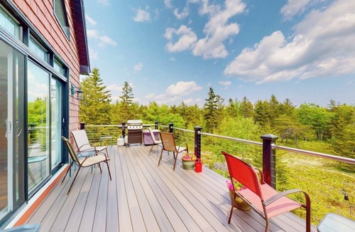 Stone Haven House | Secluded hilltop home with beautiful Cadillac Mountain view and multiple decks
