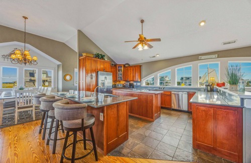Wind Over Waves House | Soundfront Salvo Home w/Saltwater Pool, Hot Tub, Elevator, Theater, Tiki Bar