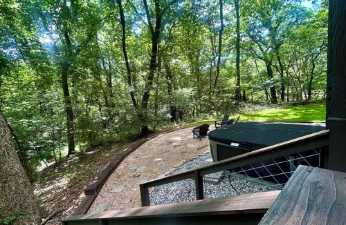 Gentry Cabin | Tranquil Wooded Cabin Retreat with Hot Tub & Fire Pit