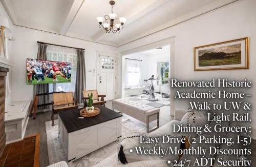 University District House | Walk to UW and Light Rail 3BR Seattle Craftsman With AC Gym 2 Gated Parking Spots and Security