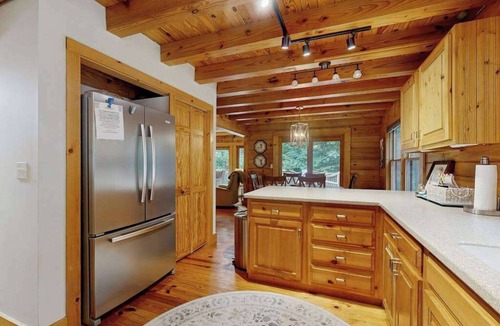 Mountain Vista House | Woodsy cabin with hot tub, gas fireplace, firepit, balcony & gas grill