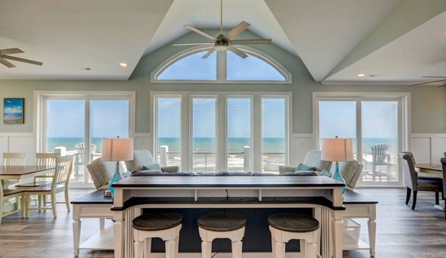 Experience beachfront luxury at Geaux Big, North Topsail Beach, with 8 bedrooms and private pool.