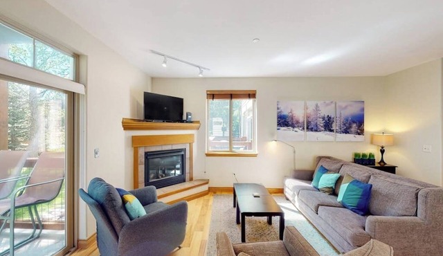 Mountain Condo by the River & Town w/Shared Hot Tub, Private Balcony, & WiFi